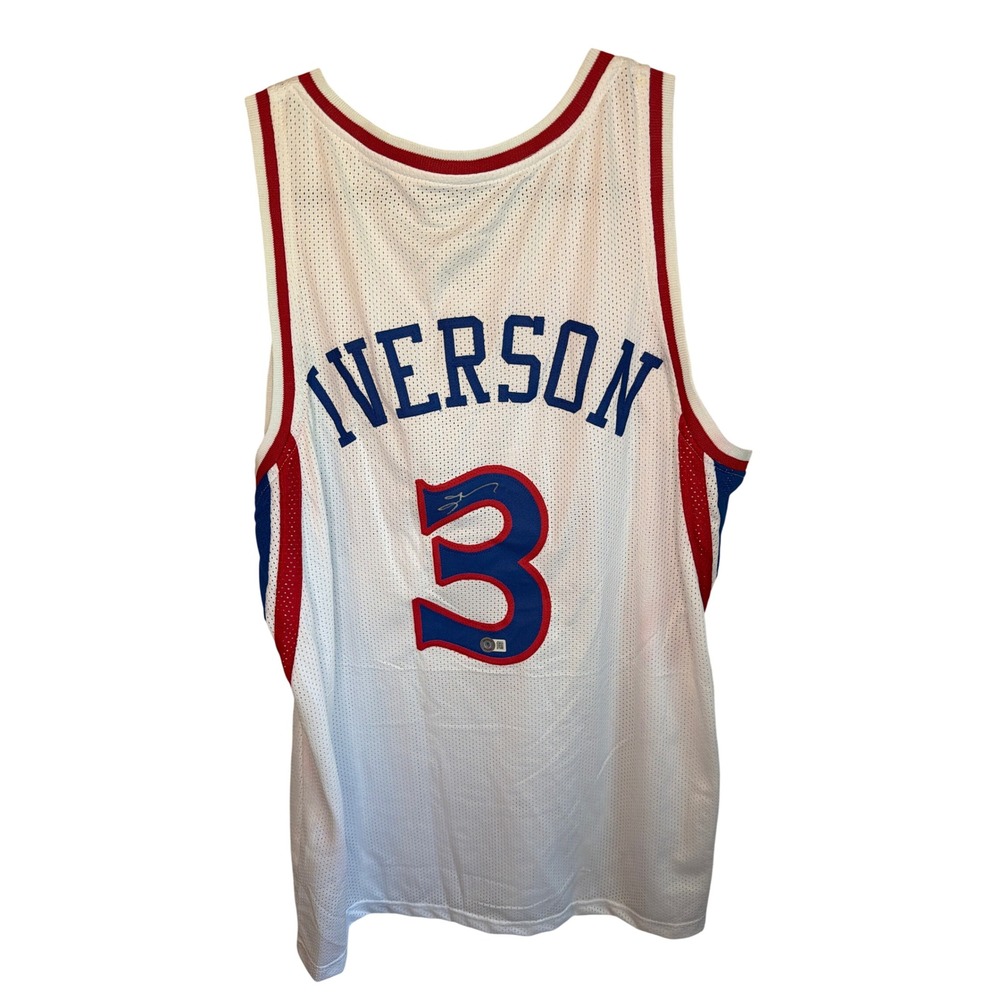 Allen Iverson Signed Jersey Beckett COA The Answer 3 Philadelphia 76ers White